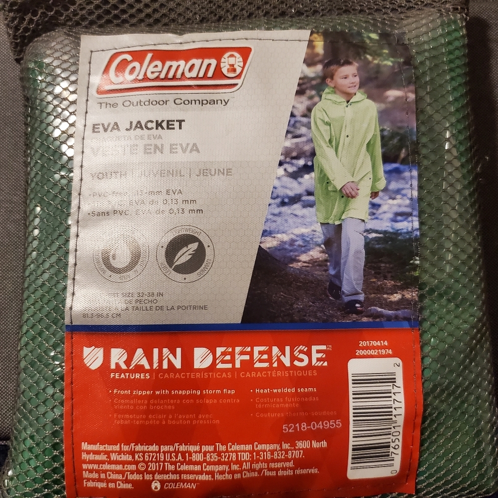 Coleman Eva Jacket Rain Defense Green Youth